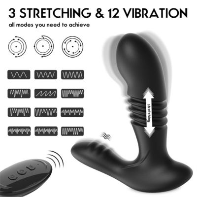 Aquecido 3 dobras empurrar a extremidade da vibração obstrui o Masturbator masculino do silicone